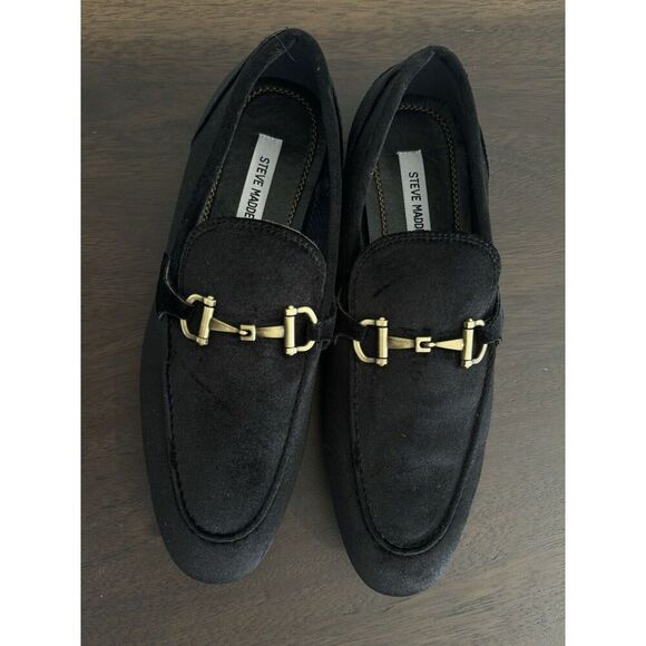 Madly Steven Steve Madden Men’s Size 10.5 Loafer Velvet Black Shoes Wedding